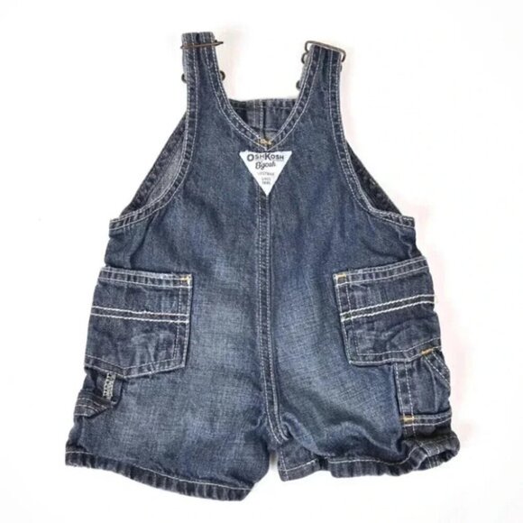 OSHKOSH B'GOSH Denim Jean Shortalls Overall Shorts Size 3 Months - Picture 4 of 5